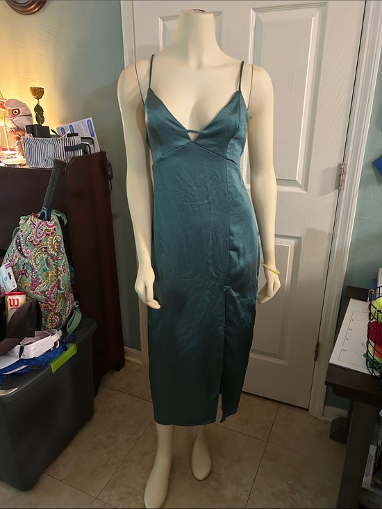 wild fable Dresses & Skirts - Wild Fable Satin Midi Slip Dress in color dark green